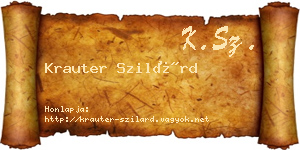 Krauter Szilárd névjegykártya